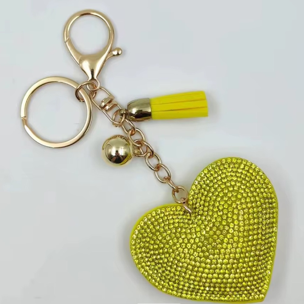 Yellow Heart Bag Charm, Key Ring